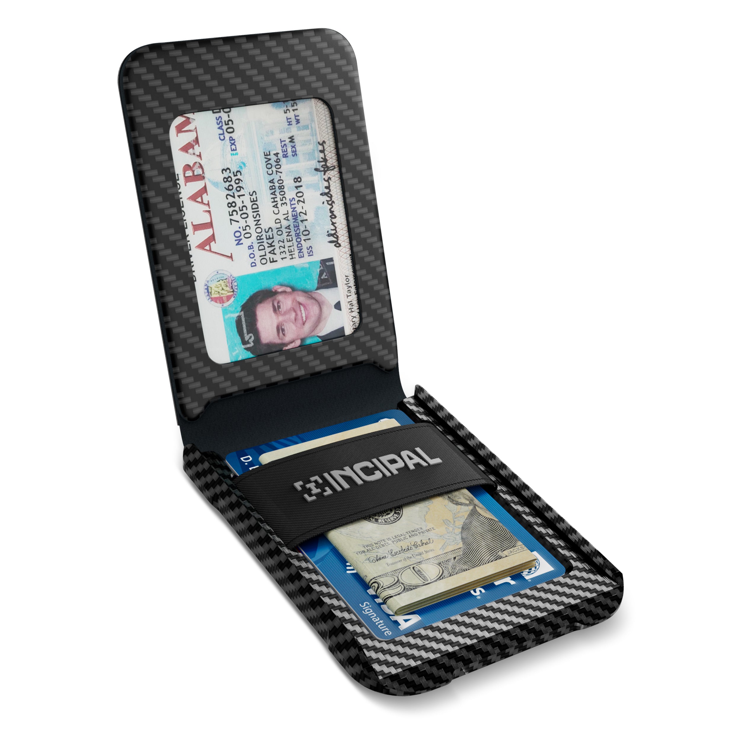 I09 Wallet for Men - Carbon Fiber with Carbon Fiber Pattern Frame