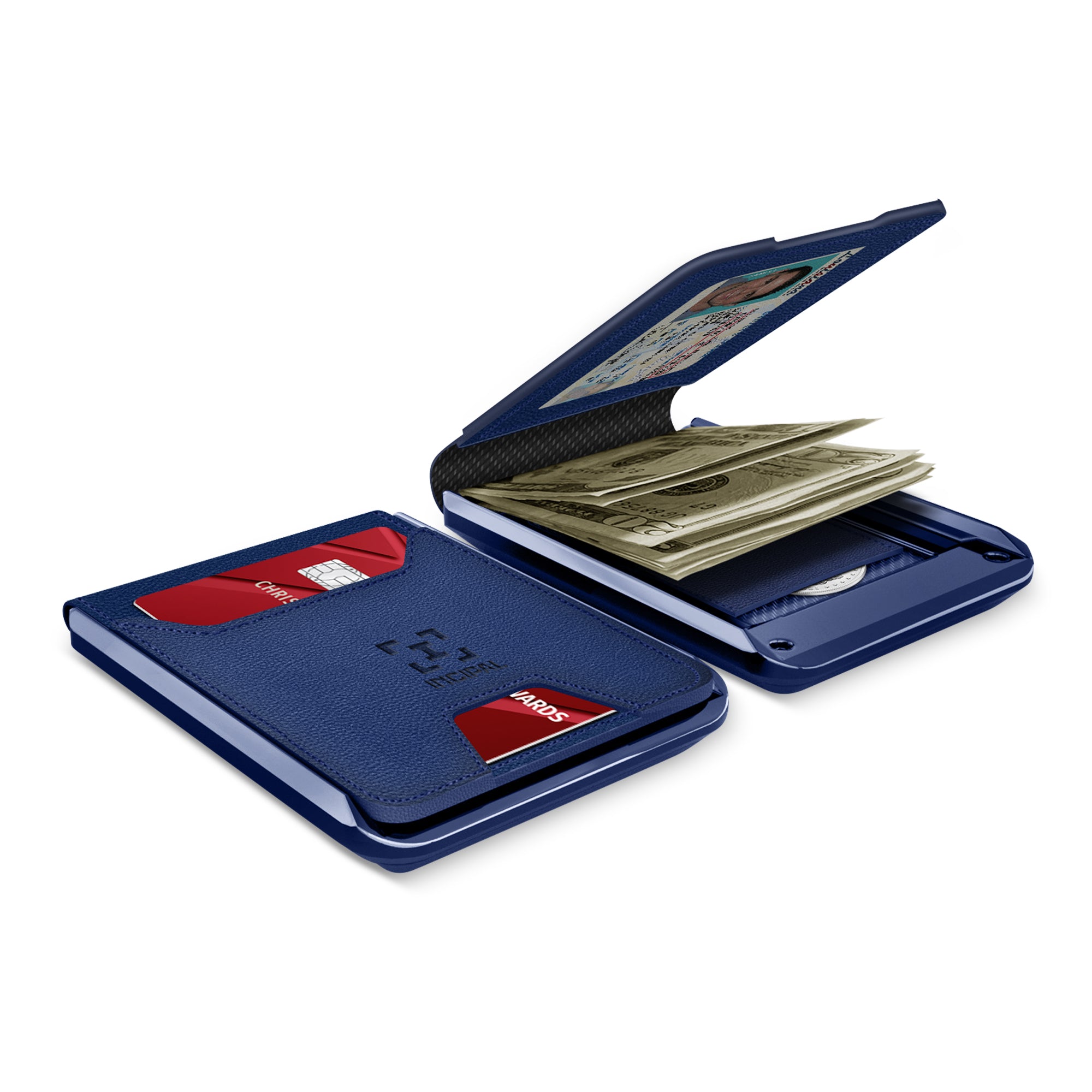 I01 Card Holder Wallet - Nappa Blue - Glossy