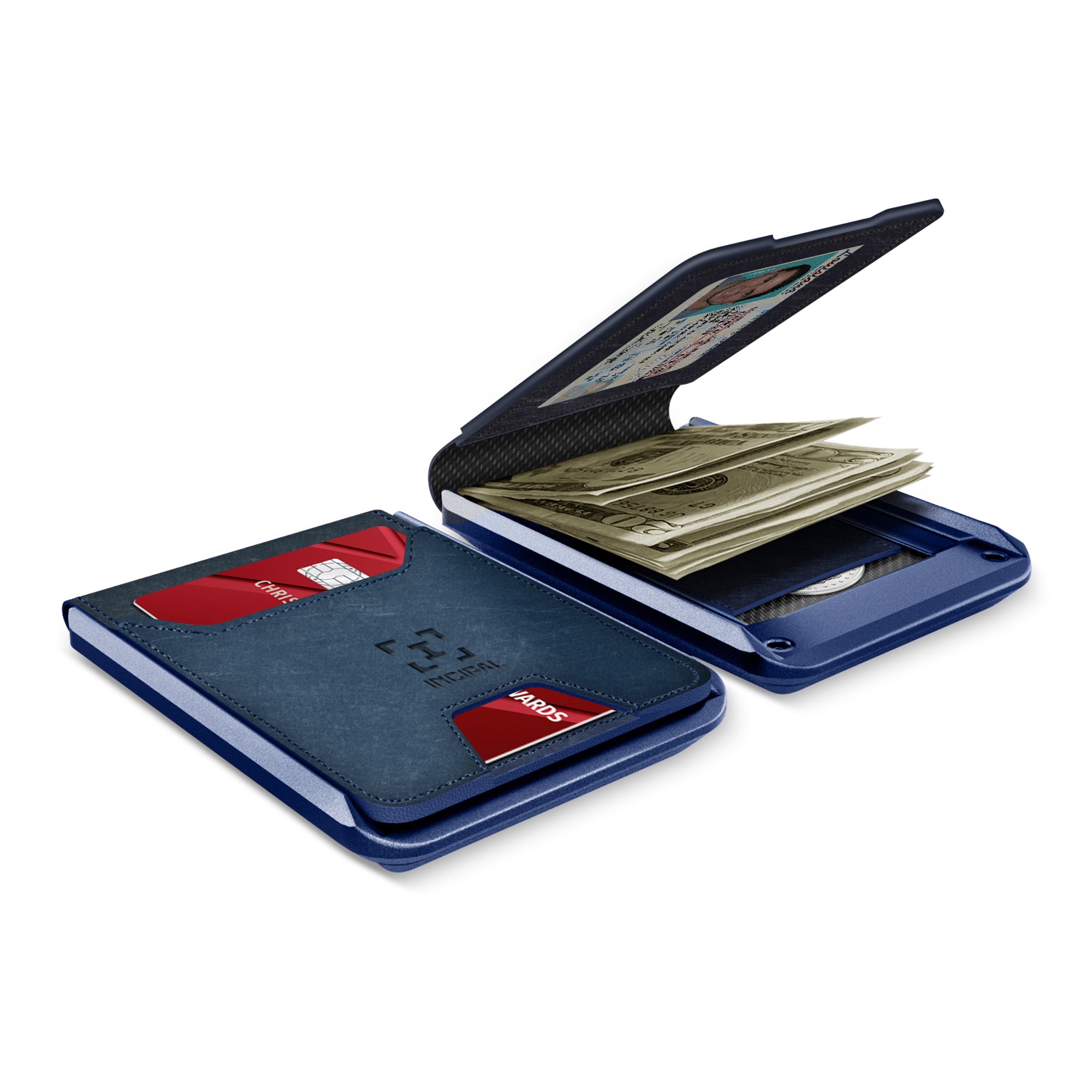 I01 Card Holder Wallet - Crazy Horse Blue - Matte