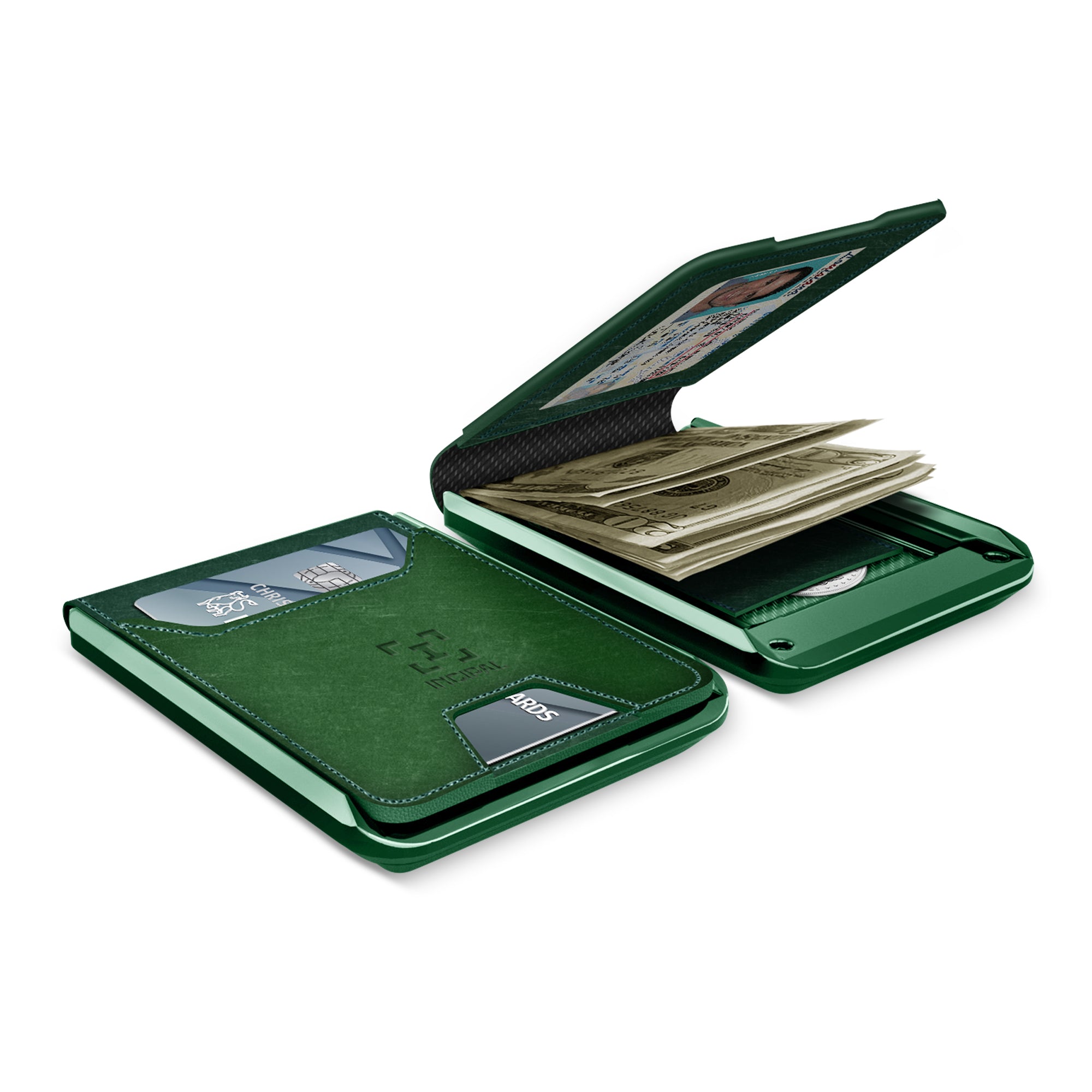 I01 Card Holder Wallet - Crazy Horse Green - Glossy