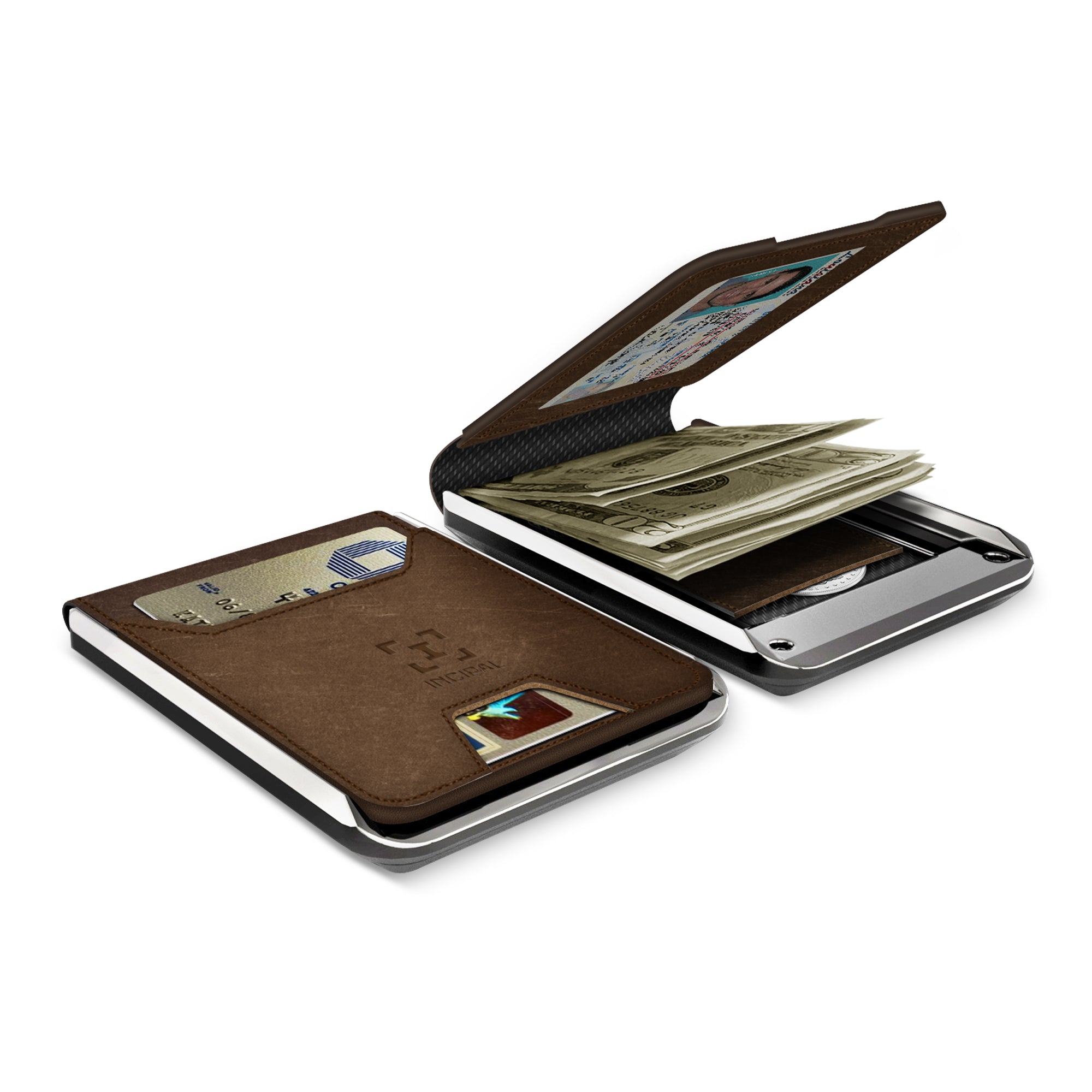 I01 Card Holder Wallet - Crazy Horse Brown - Glossy