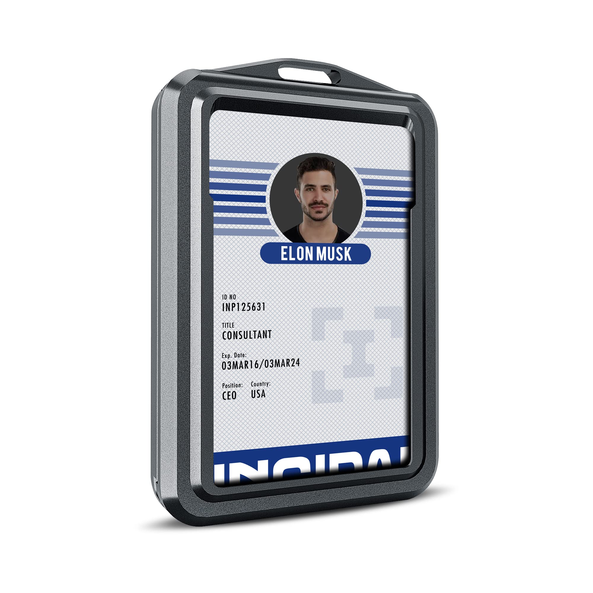 I06-Card Holder Wallet, Mens Minimalist Metal RFID Wallet with Money Clip-GRY