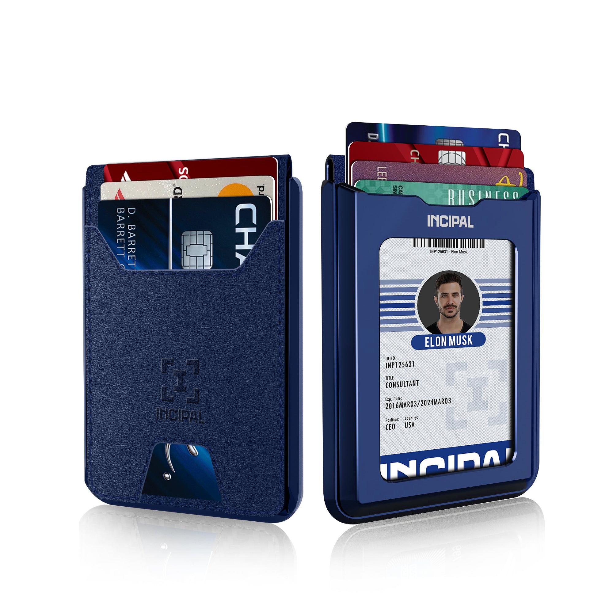 I01 Card Holder Wallet - Nappa Blue - Glossy