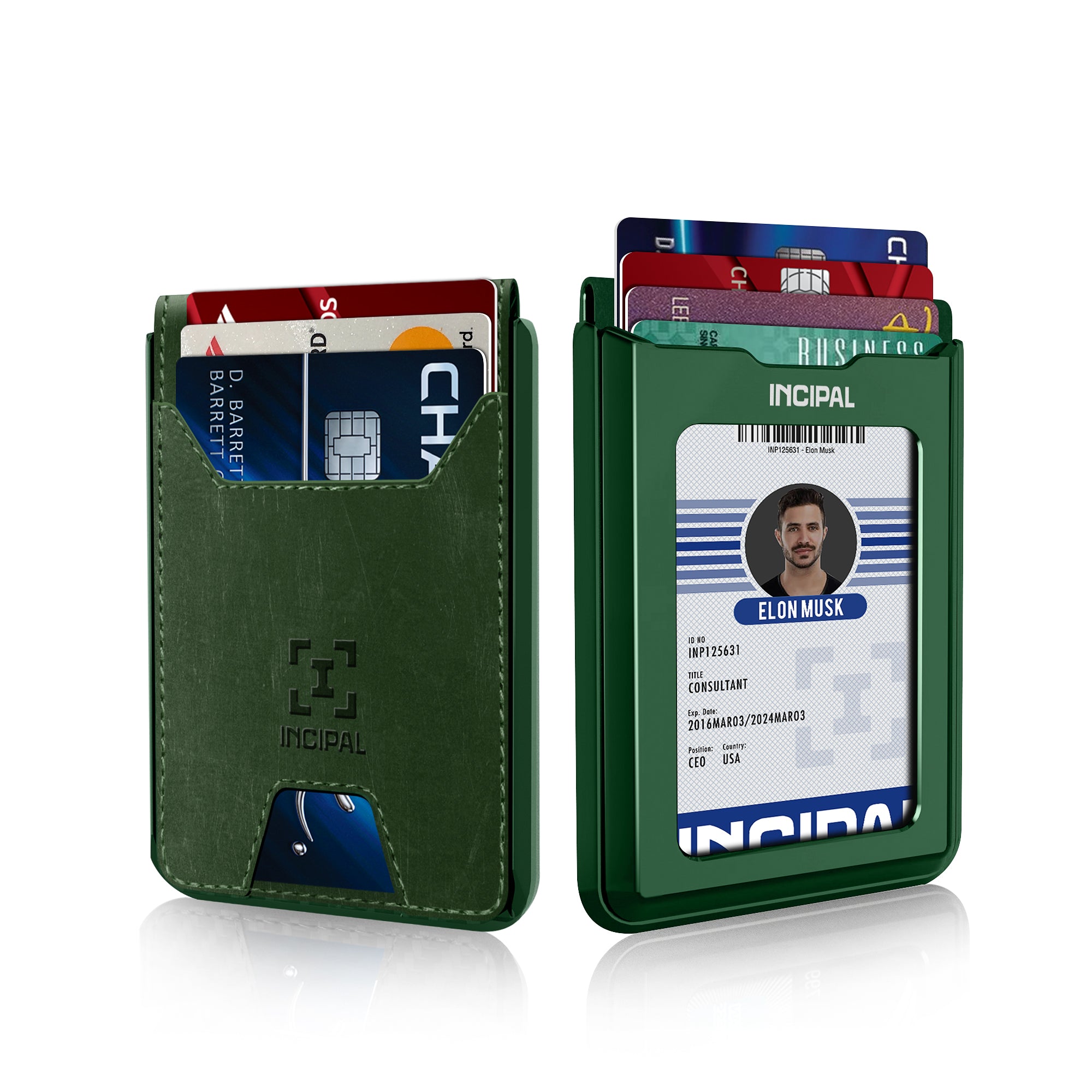 I01 Card Holder Wallet - Crazy Horse Green - Glossy