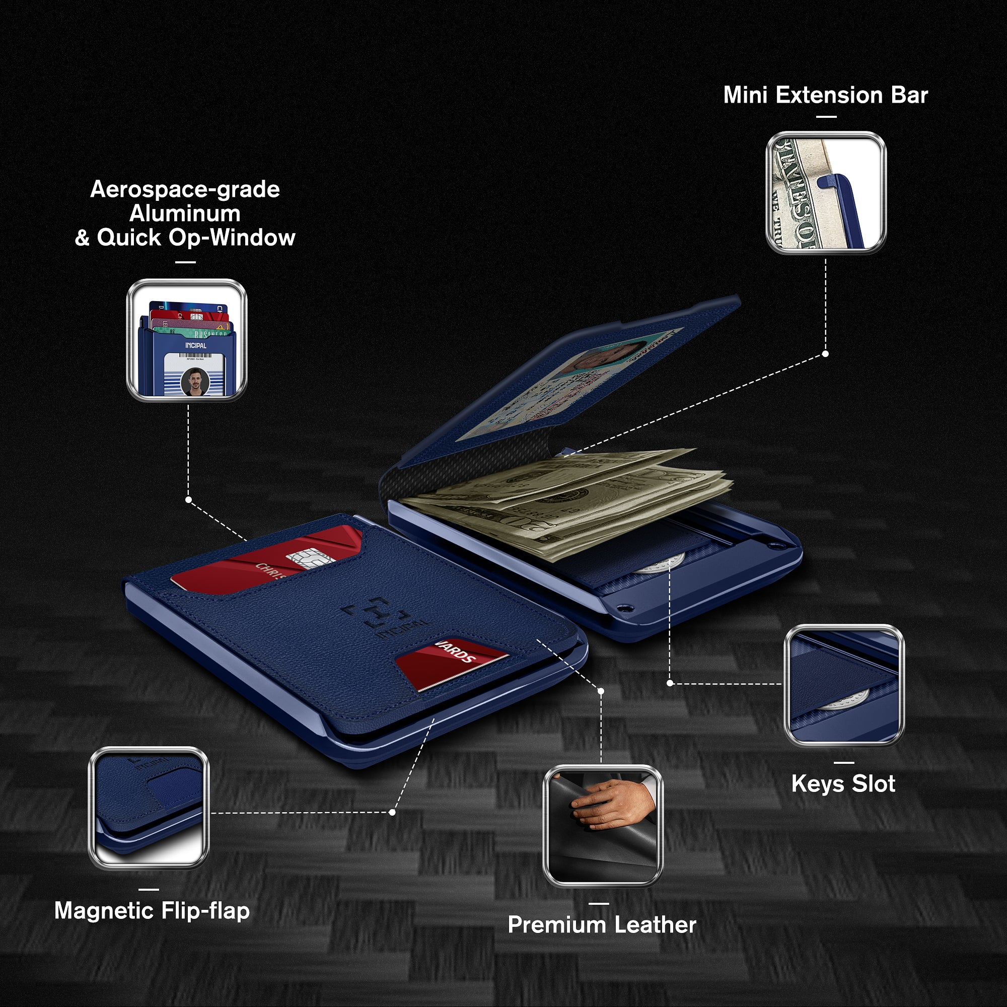 I01 Card Holder Wallet - Nappa Blue - Glossy