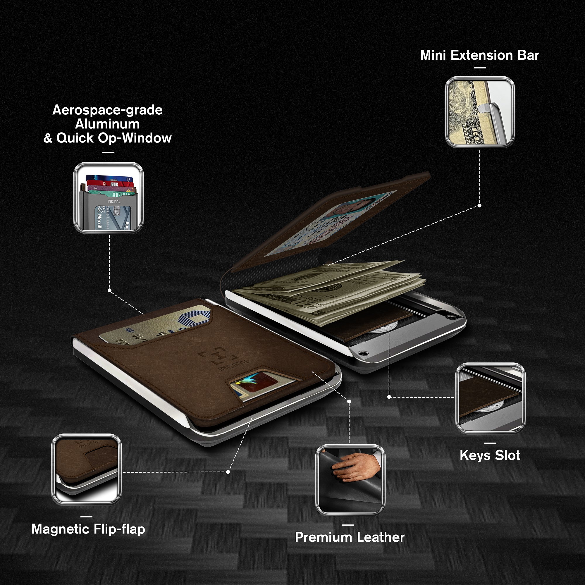 I01 Card Holder Wallet - Crazy Horse Brown - Glossy