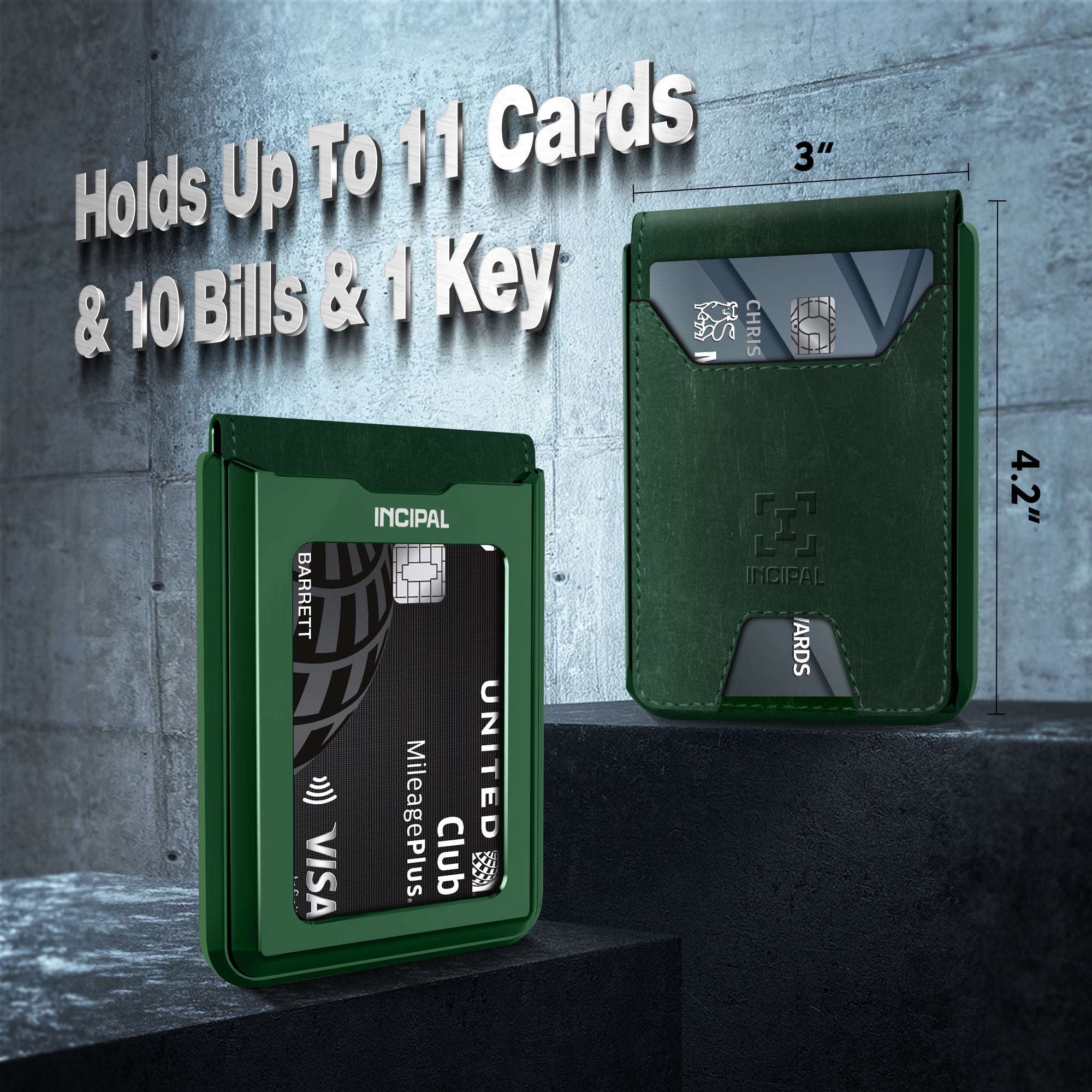 I01 Card Holder Wallet - Crazy Horse Green - Glossy