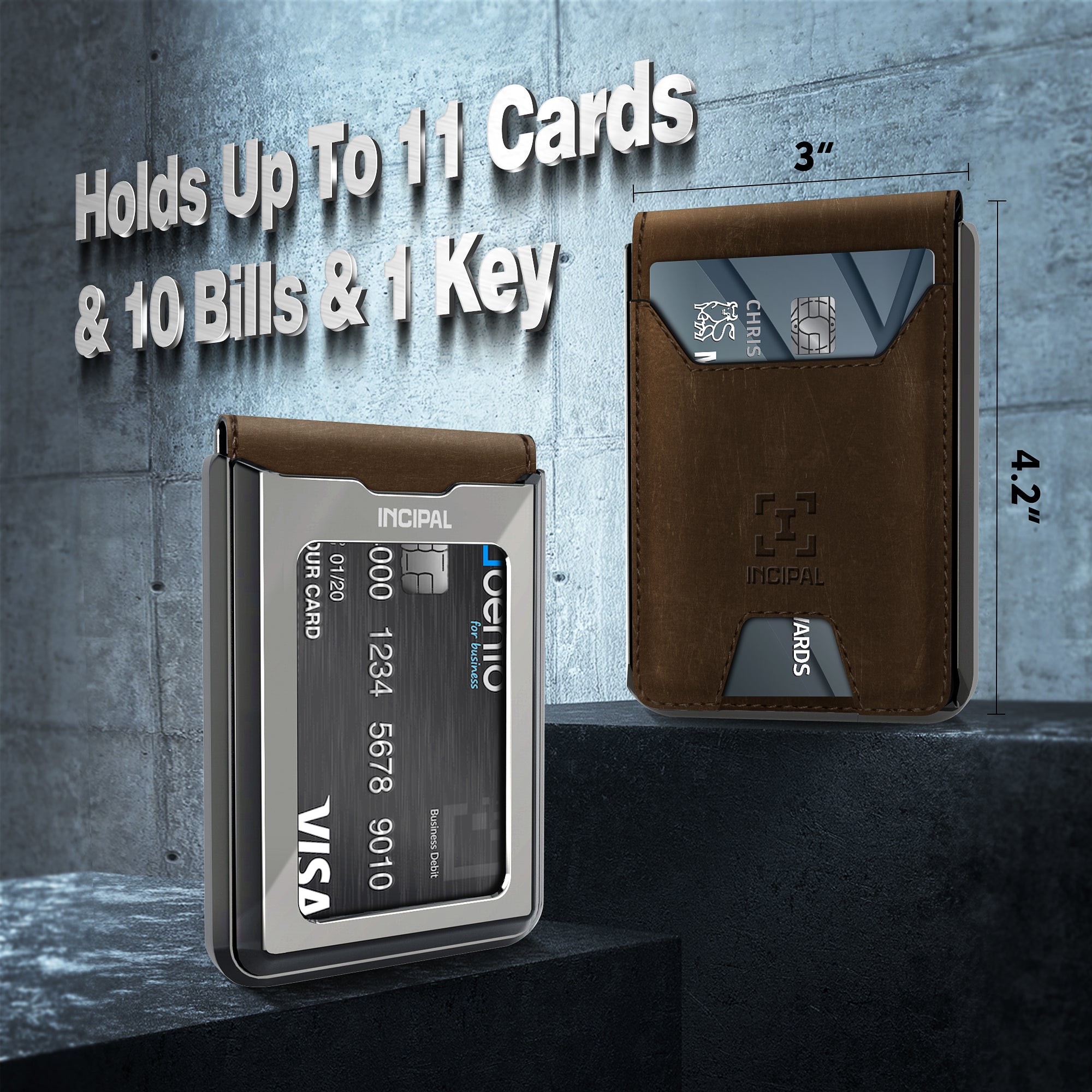 I01 Card Holder Wallet - Crazy Horse Brown - Glossy