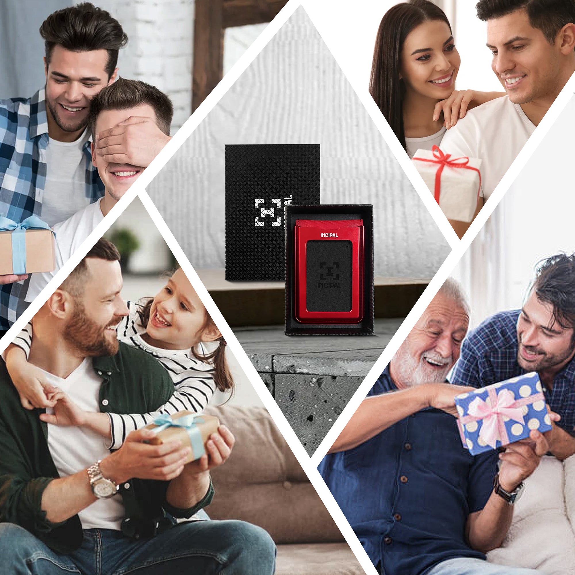 I01 Card Holder Wallet - Carbon Fiber Red - Glossy