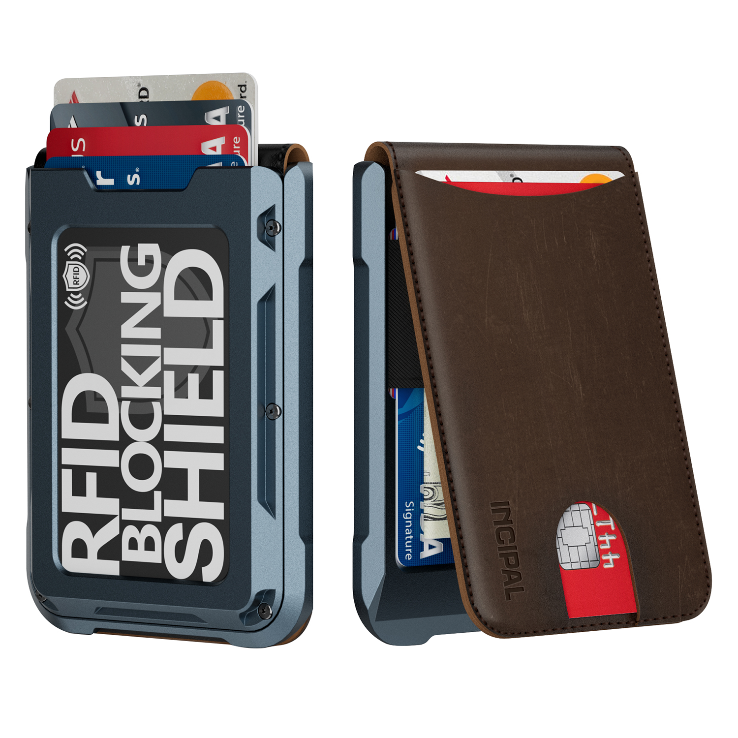 INCIPAL Mens EDC Front Pocket Wallet Slim Leather Bifold Card Holder INCIPAL Mens EDC Front Pocket Wallet Slim Leather Bifold Card Holder