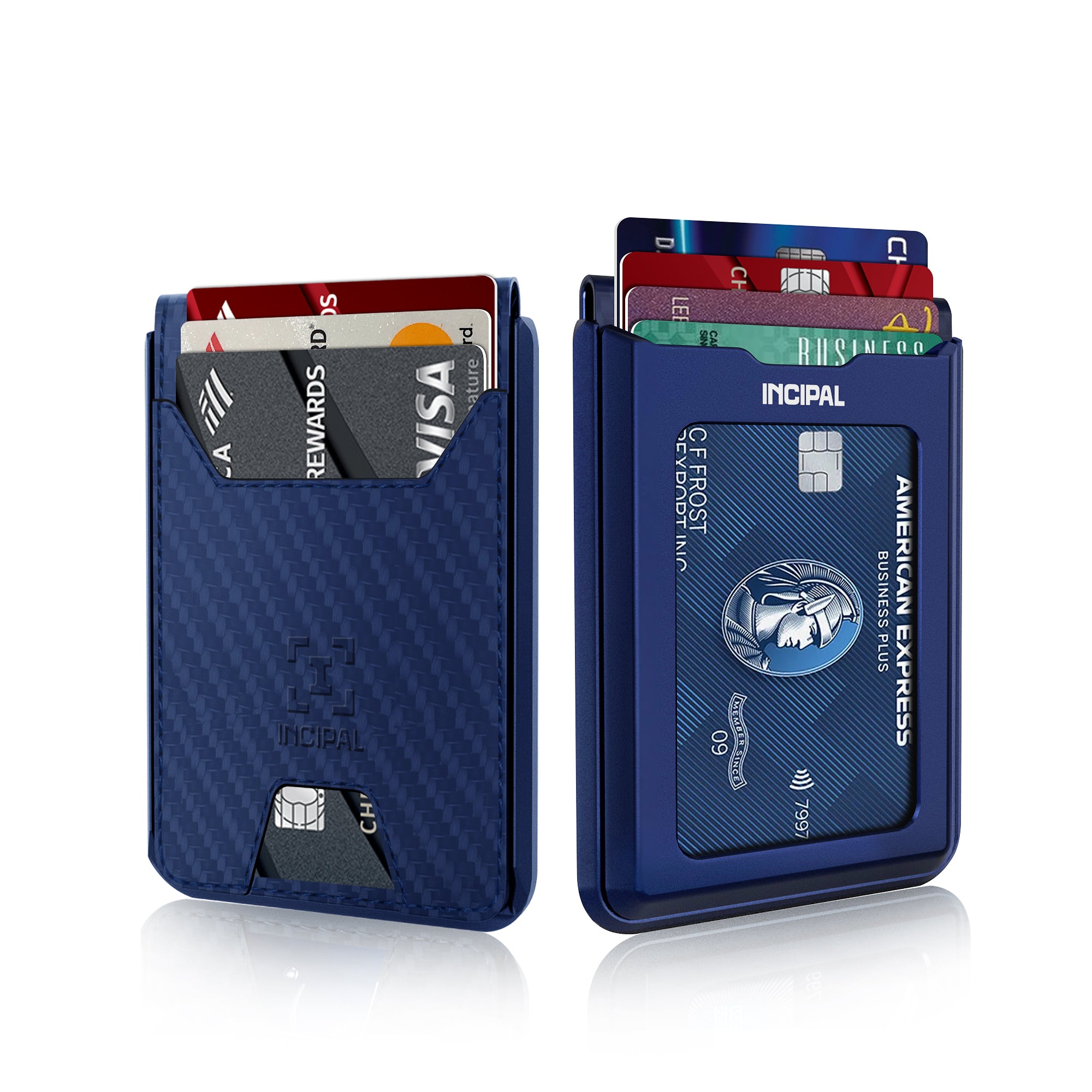 I01 Card Holder Wallet - Carbon Fiber Blue - Matte