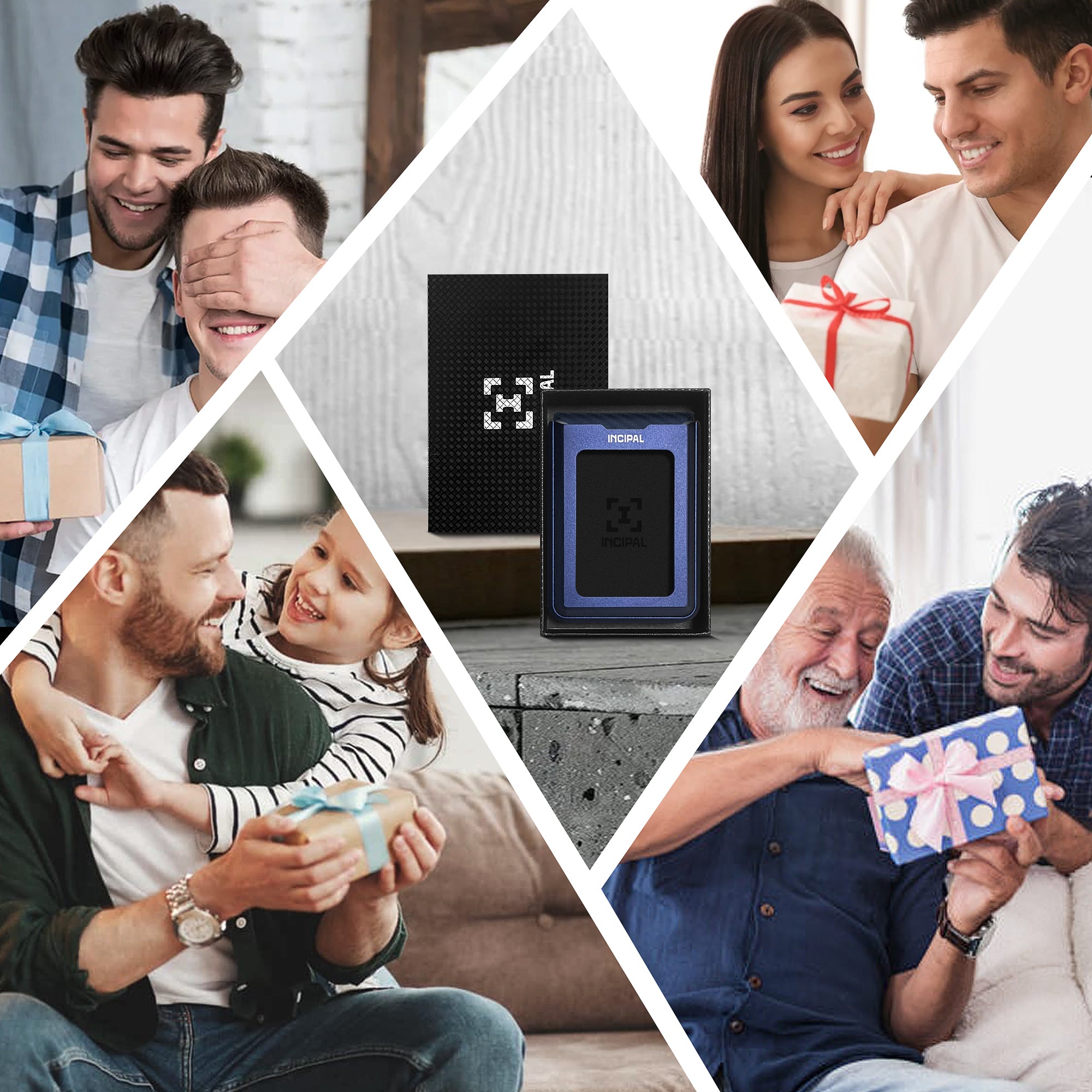 I01 Card Holder Wallet - Carbon Fiber Blue - Matte