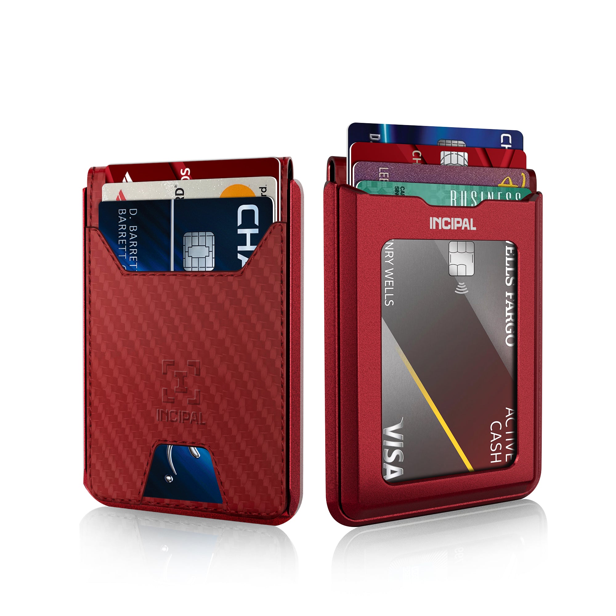 I01 Card Holder Wallet - Carbon Fiber Red - Matte