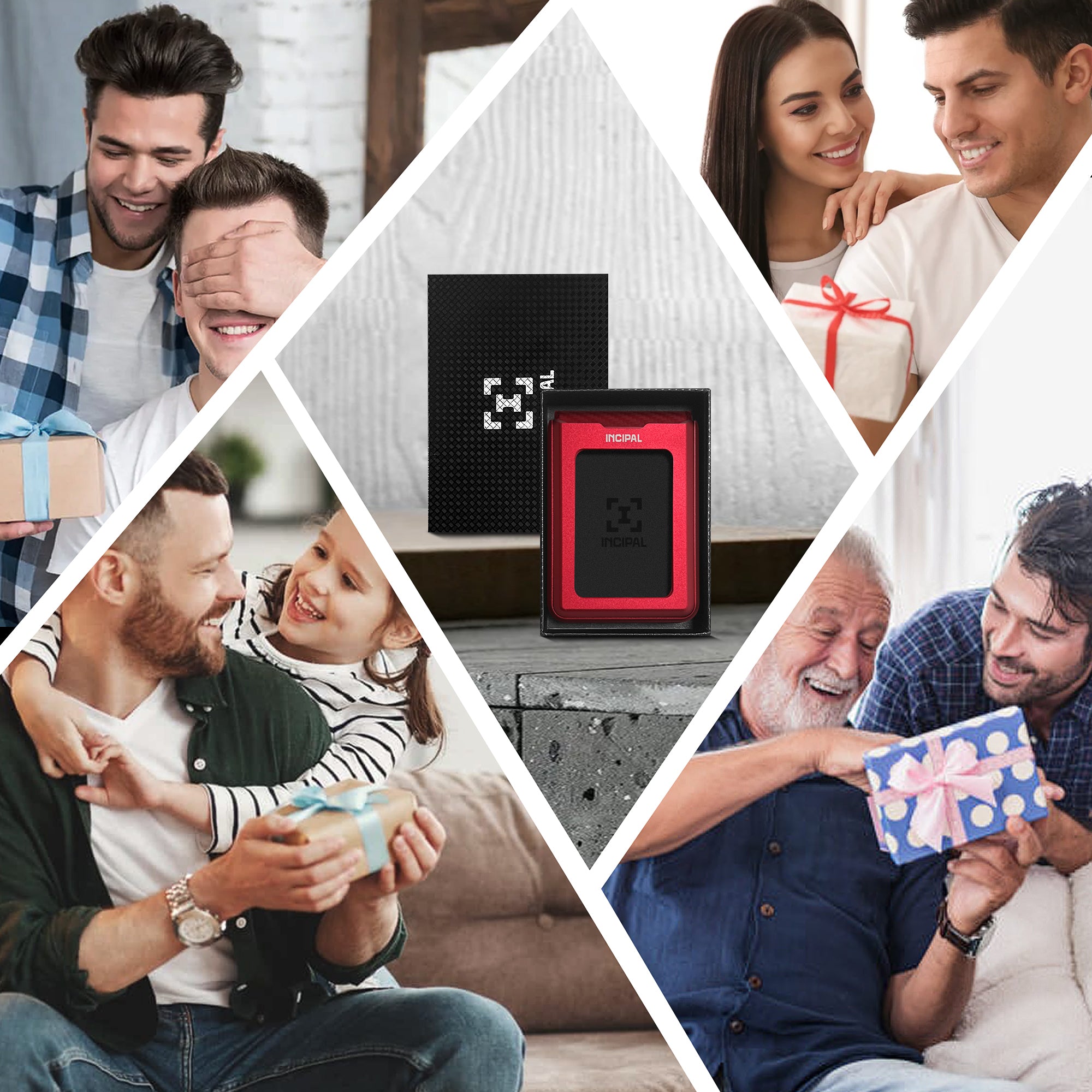 I01 Card Holder Wallet - Carbon Fiber Red - Matte