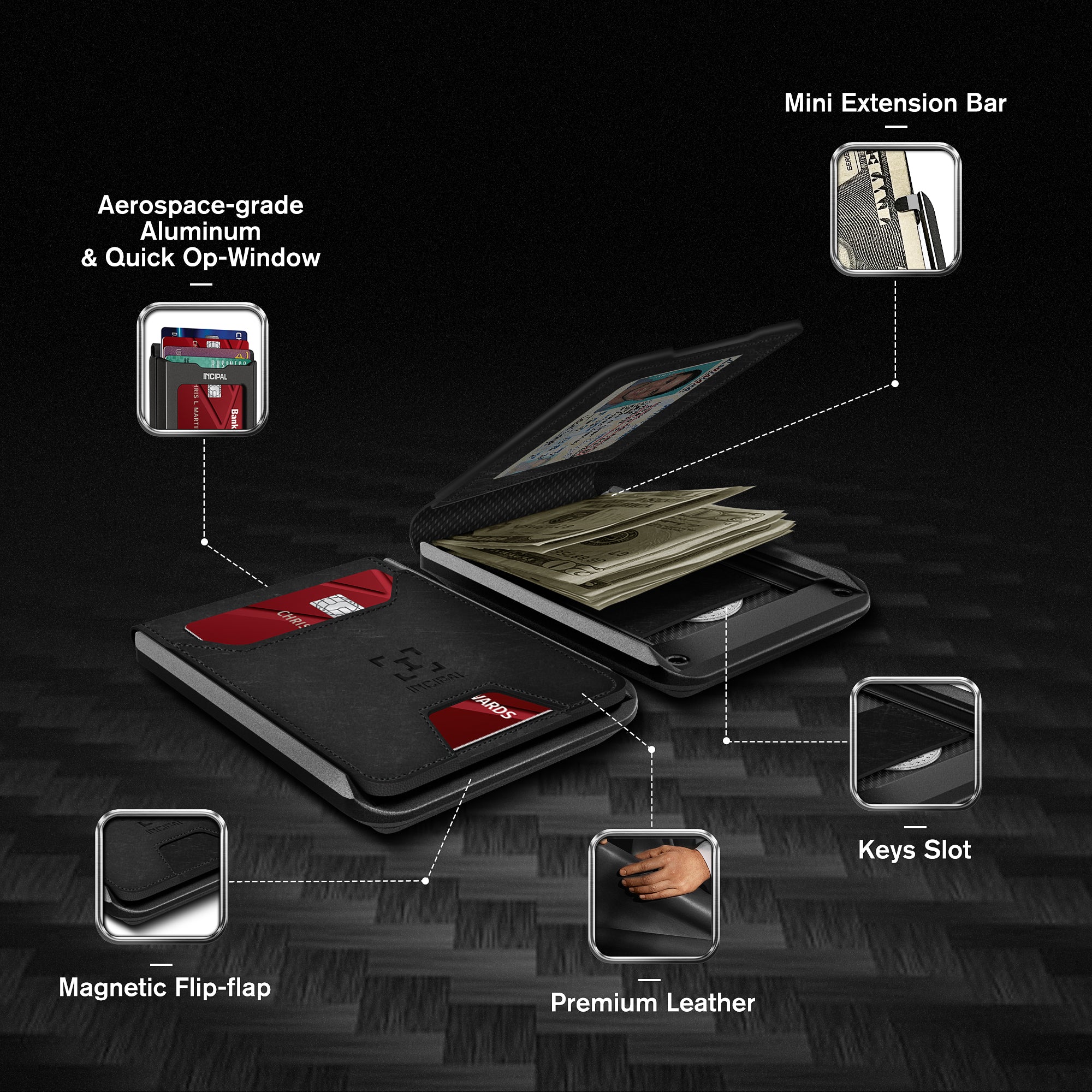 I01 Card Holder Wallet - Crazy Horse Black - Matte