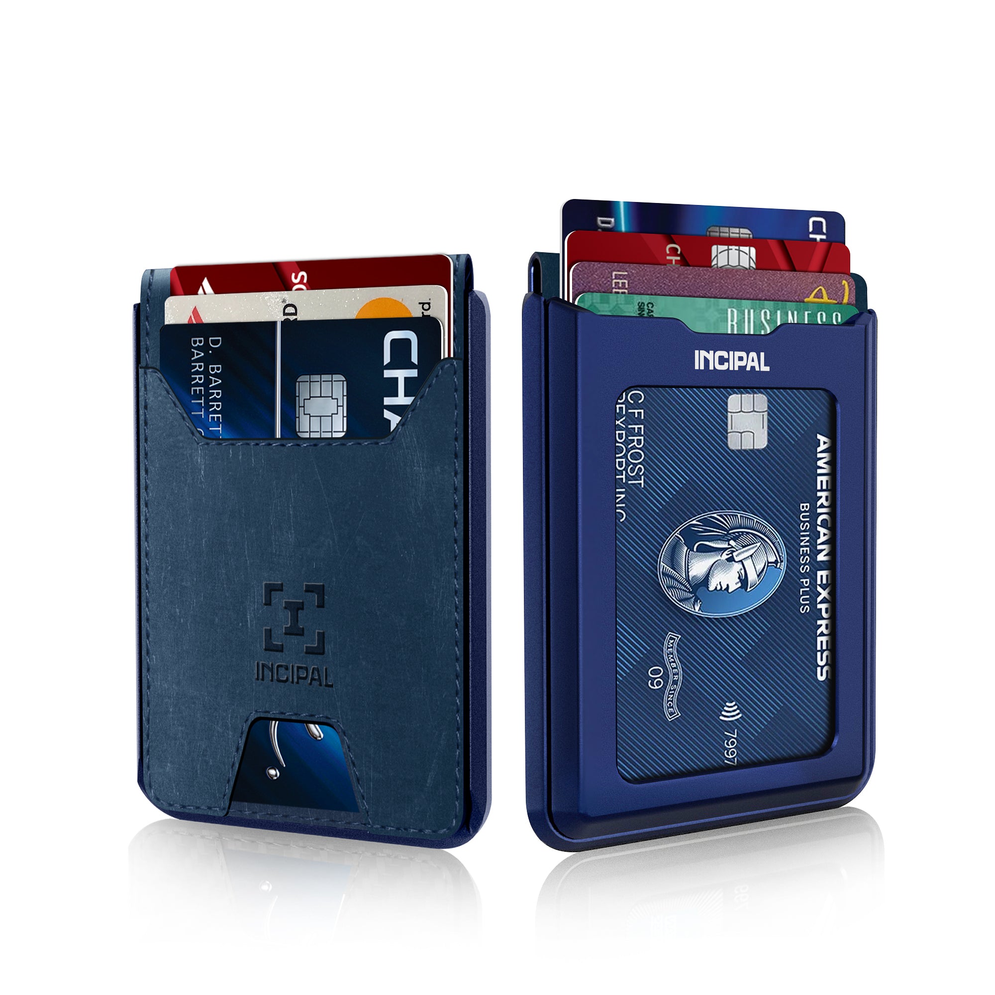 I01 Card Holder Wallet - Crazy Horse Blue - Matte