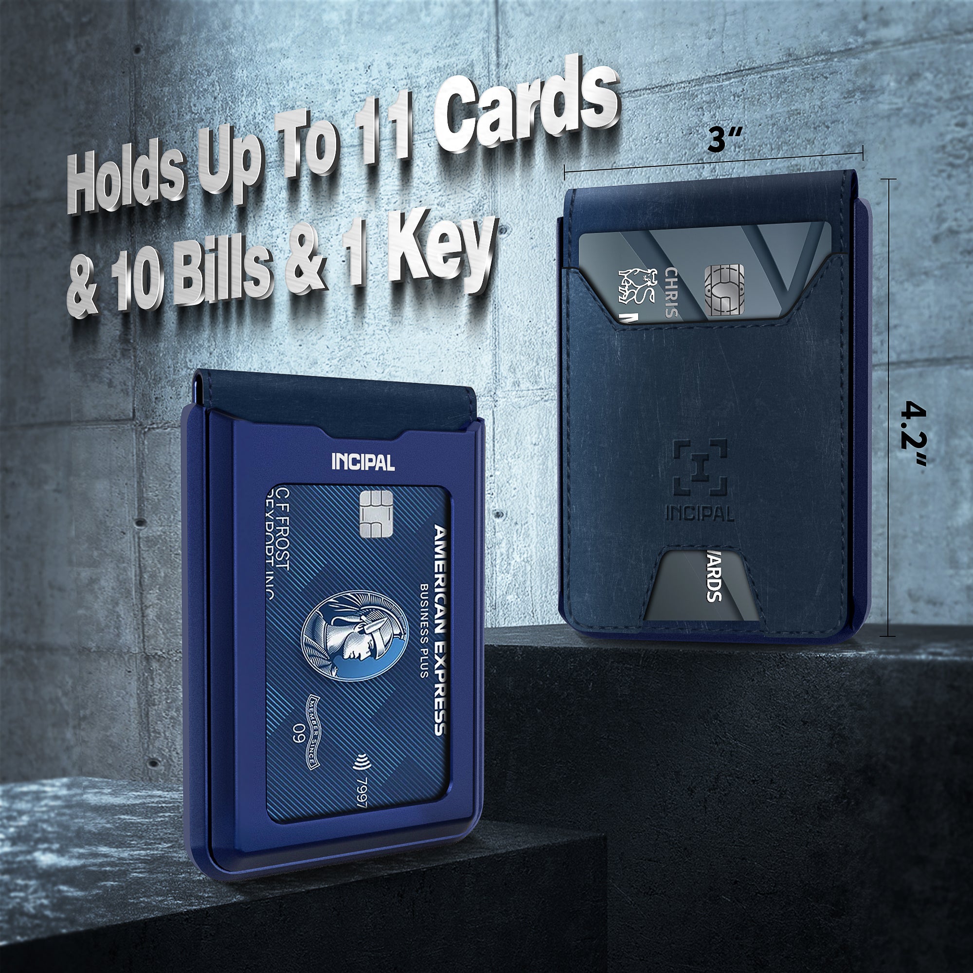 I01 Card Holder Wallet - Crazy Horse Blue - Matte