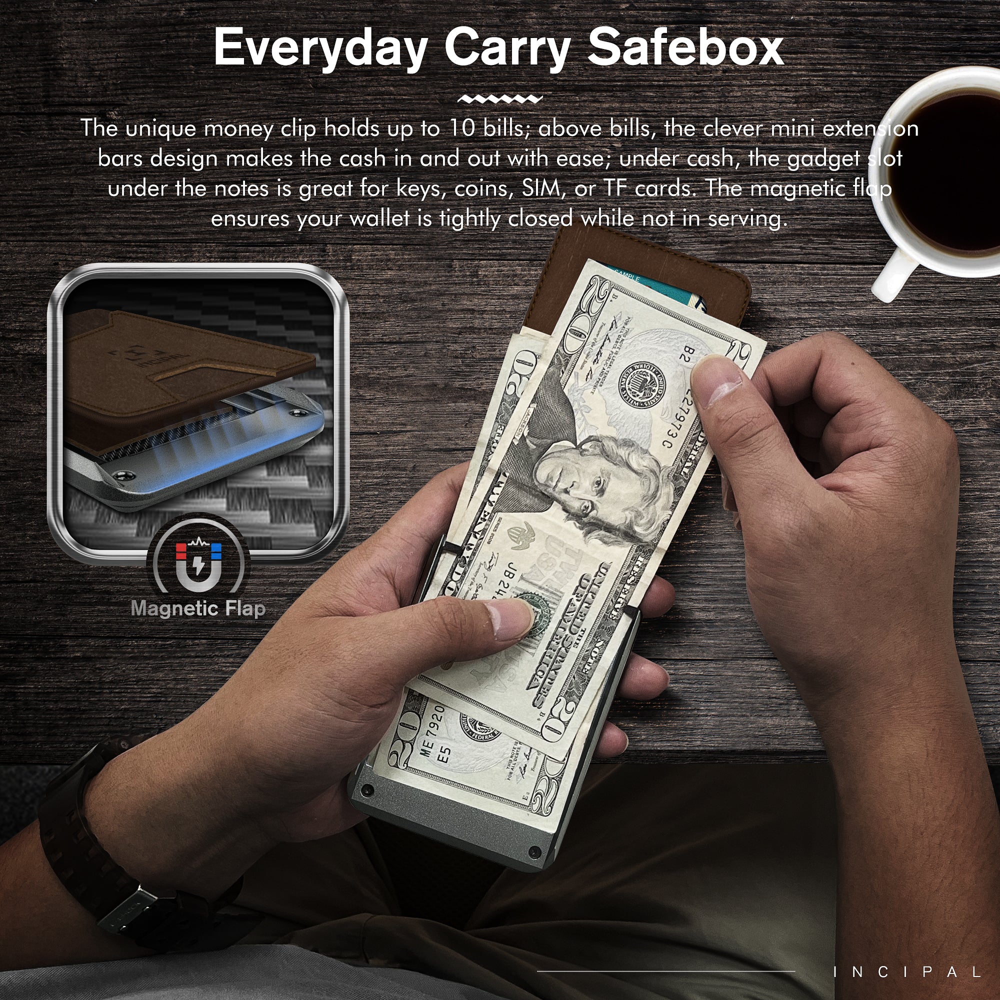 I01 Card Holder Wallet - Crazy Horse Brown - Matte