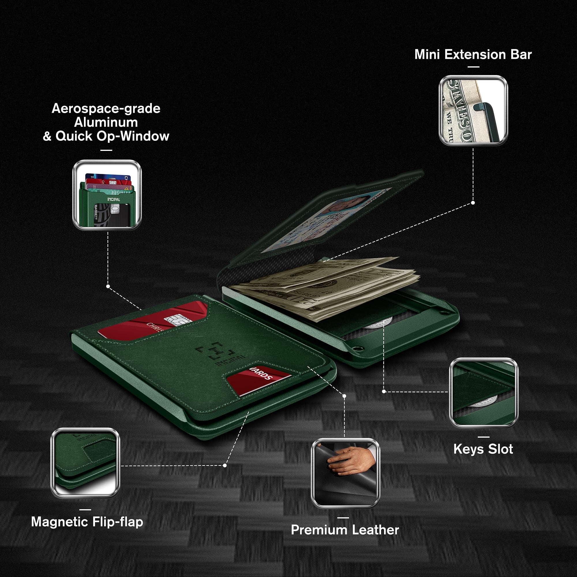 I01 Card Holder Wallet - Crazy Horse Green - Matte