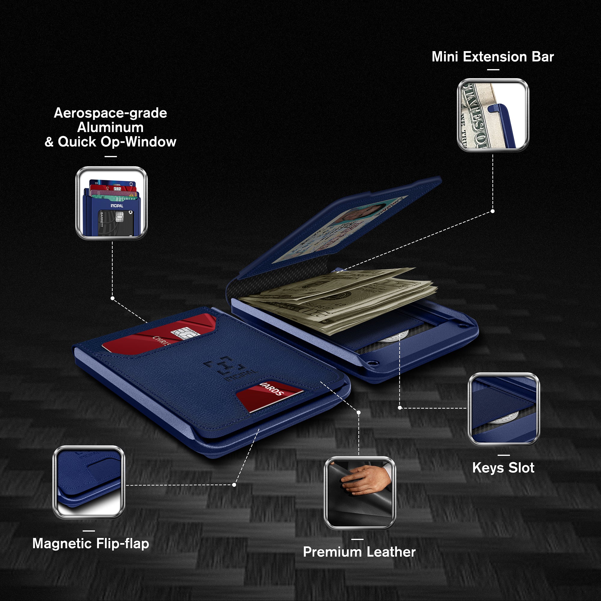 I01 Card Holder Wallet - Nappa Blue - Matte