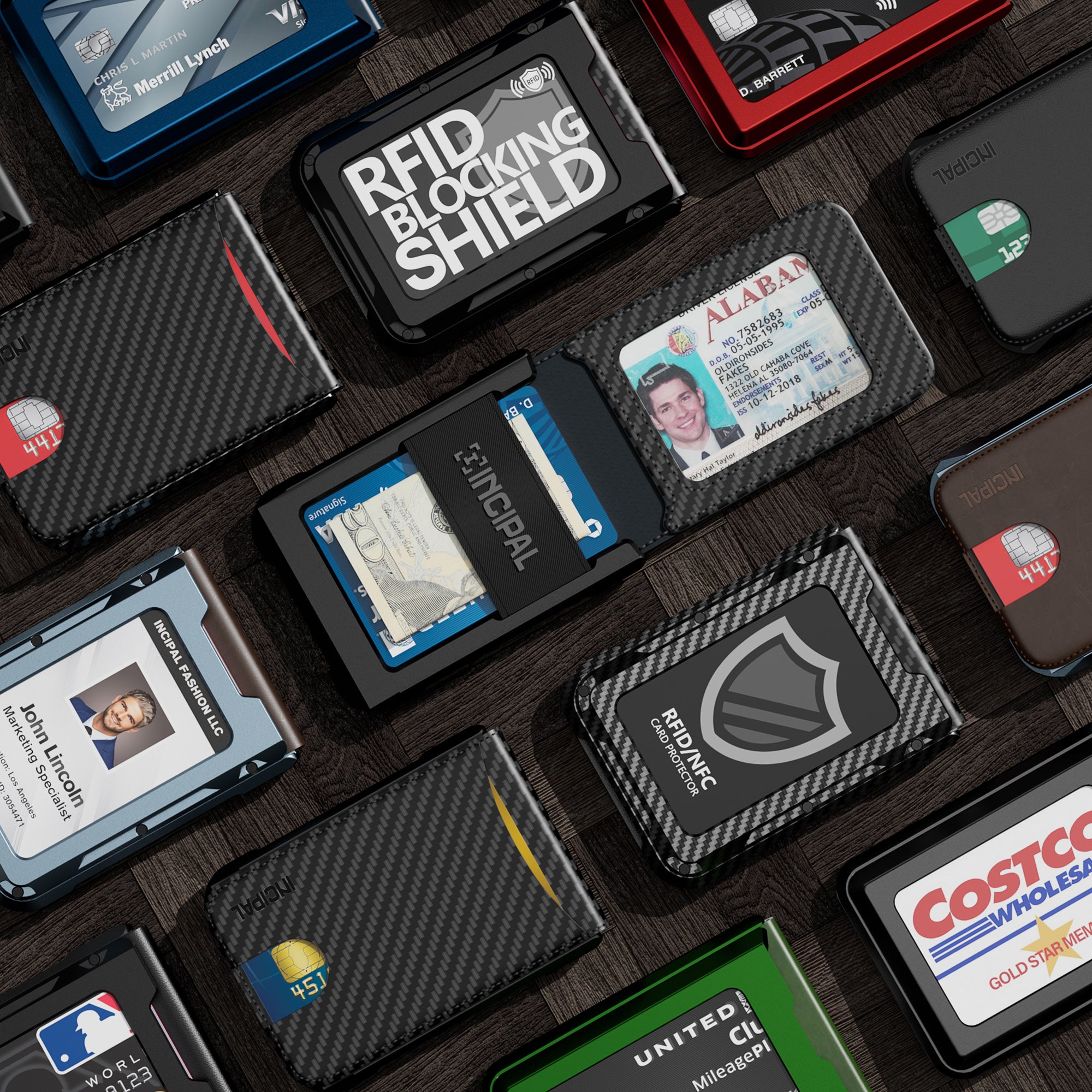 INCIPAL Mens EDC Front Pocket Wallet Slim Leather Bifold Card Holder