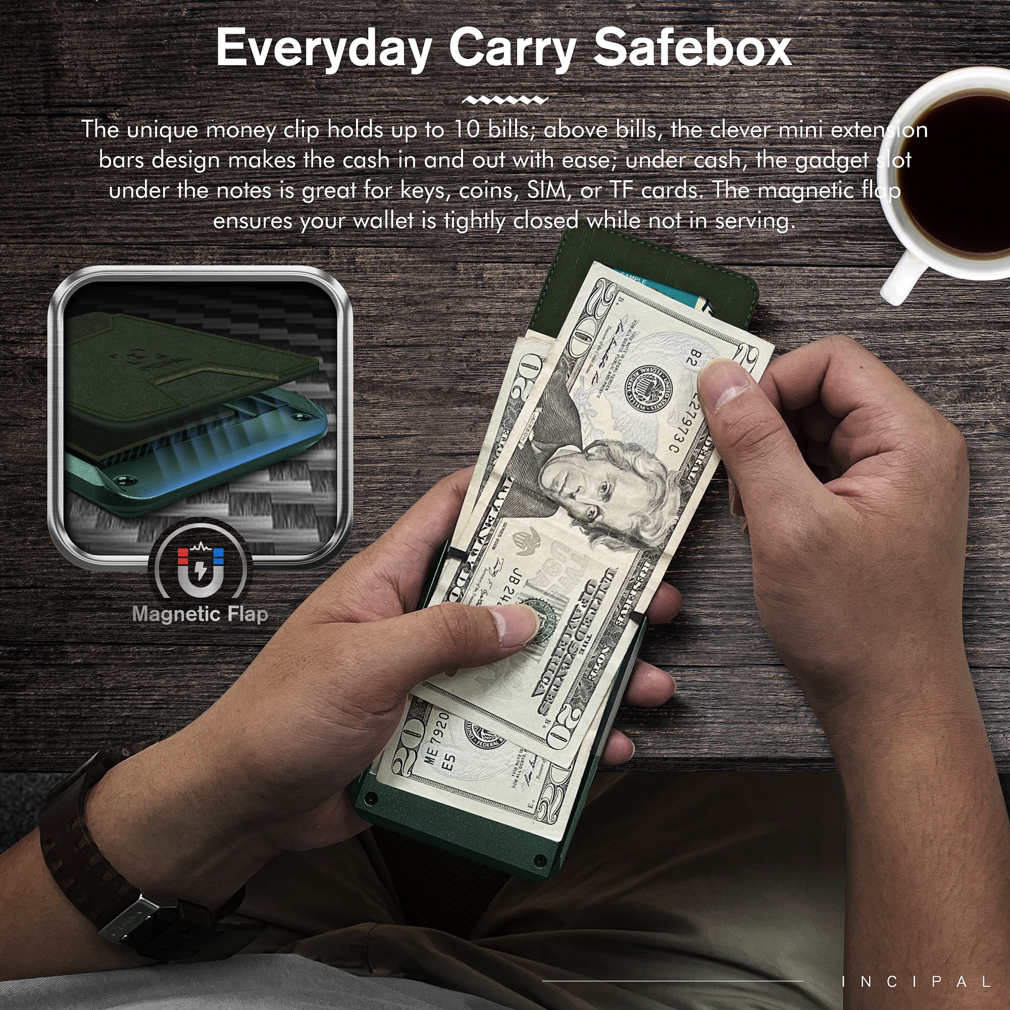 I01 Card Holder Wallet - Crazy Horse Green - Matte